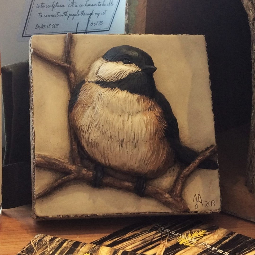 Limited Edition CHICKADEE - Sculpted Cast Handpainted Hydrostone