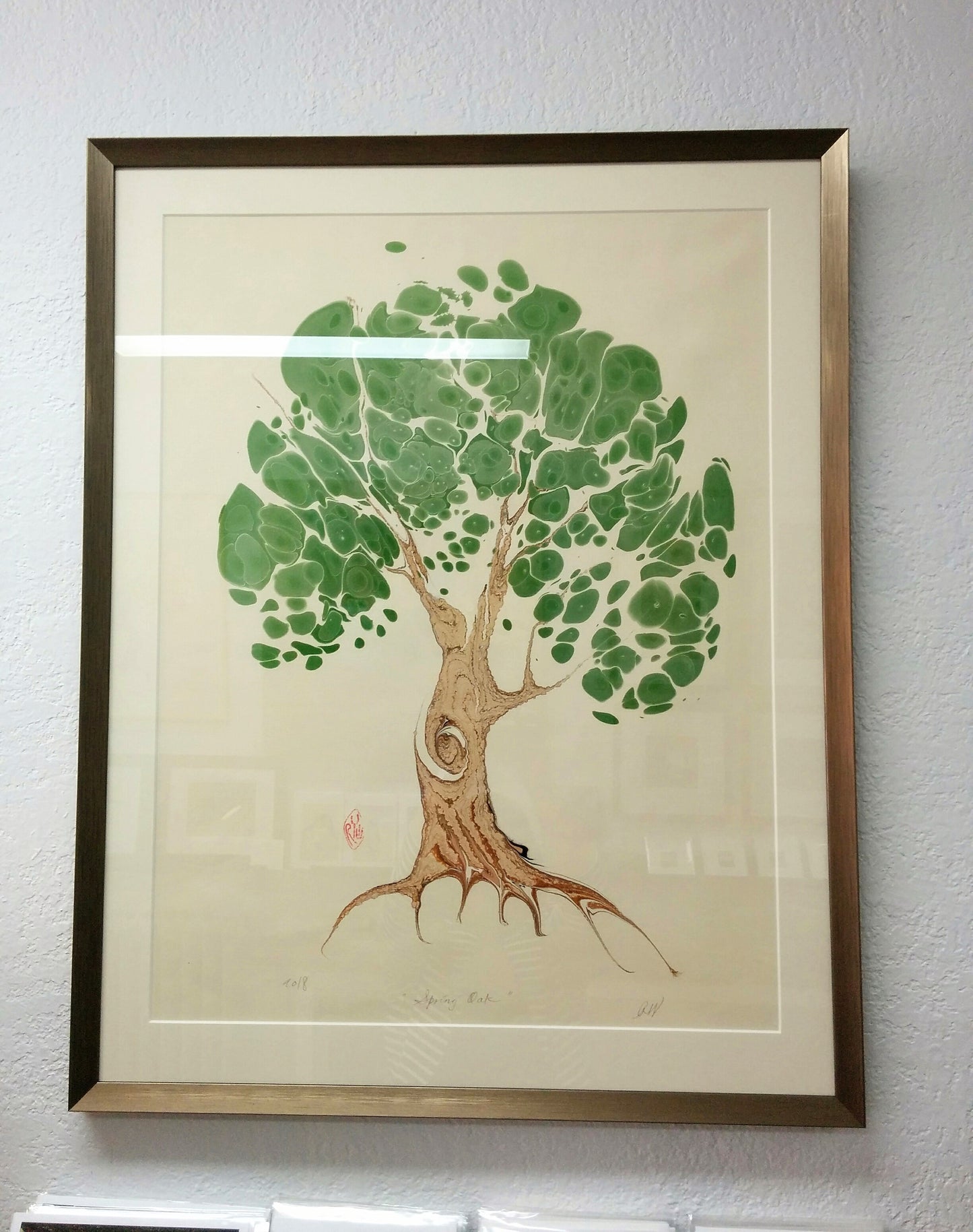 Framed Marbled Graphic - "Spring Oak"