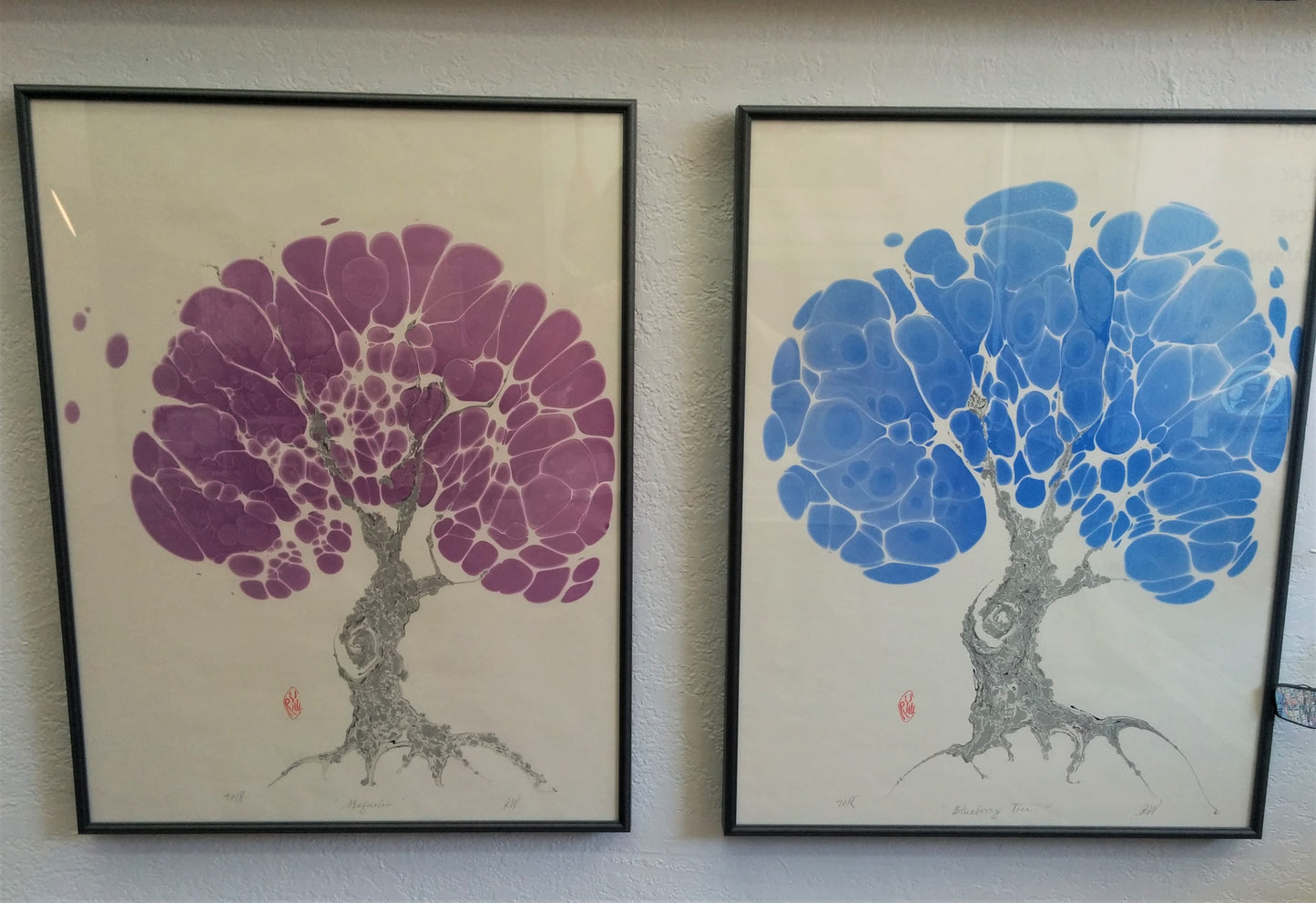 Framed Marbled Graphic - "Magnolia"