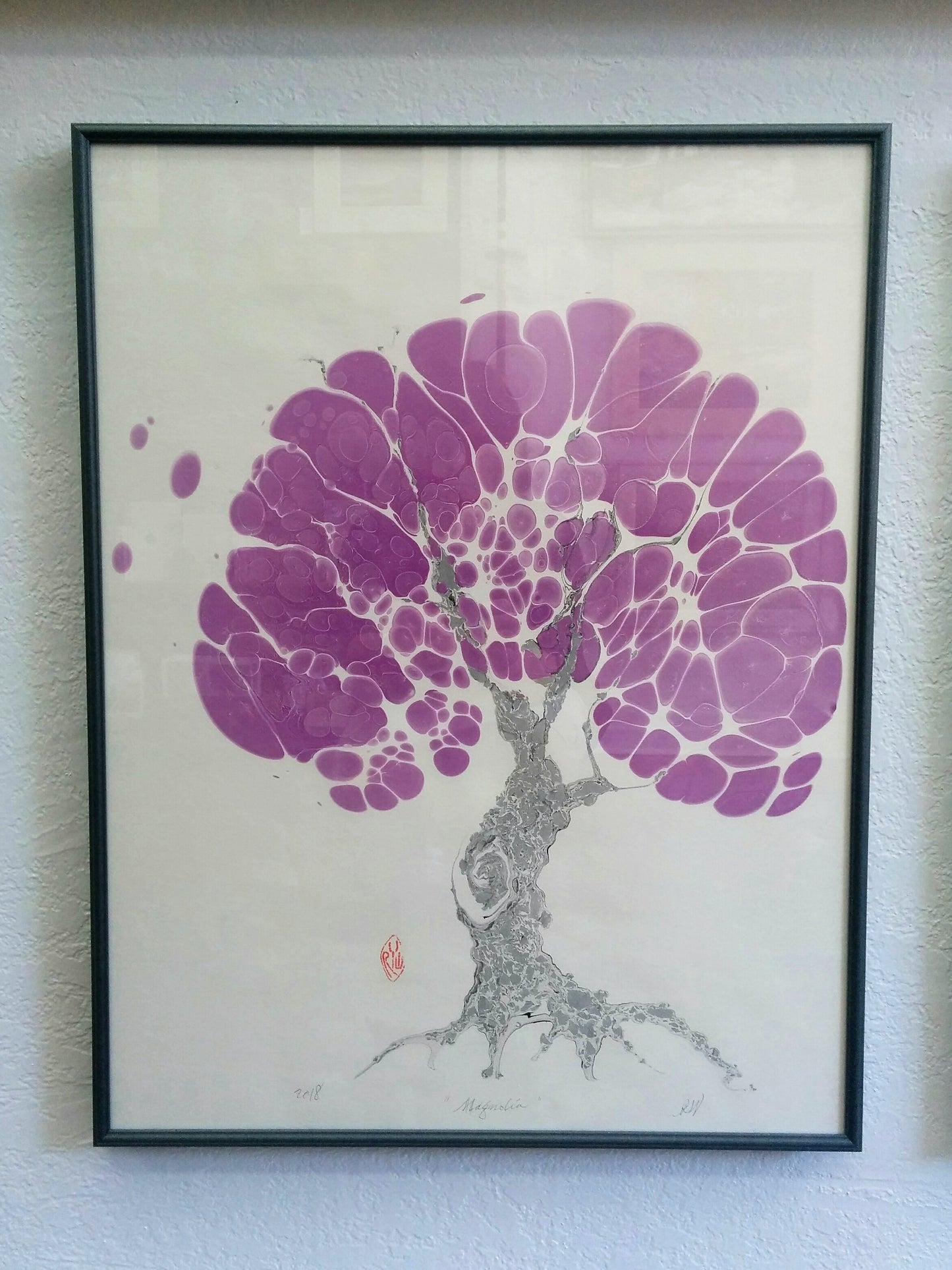 Framed Marbled Graphic - "Magnolia"