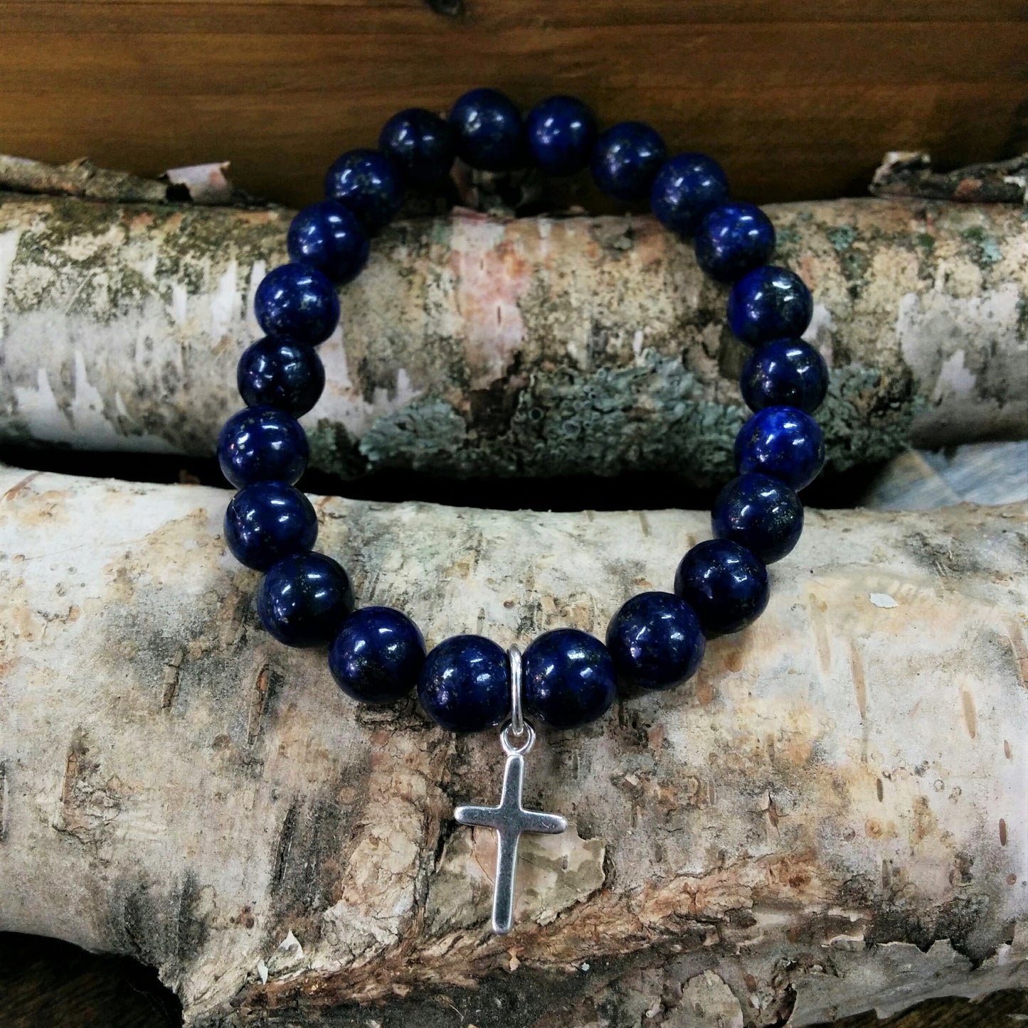 Stone Bracelet - Lapis Lazuli with choice of Sterling Silver Charm