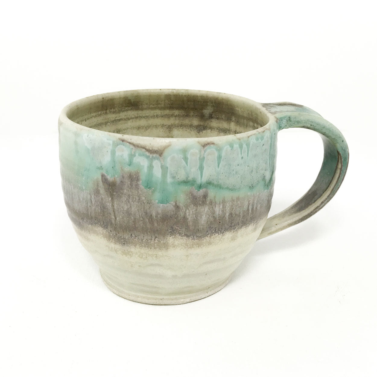 Pottery Latte Mug - Turquoise and Toast