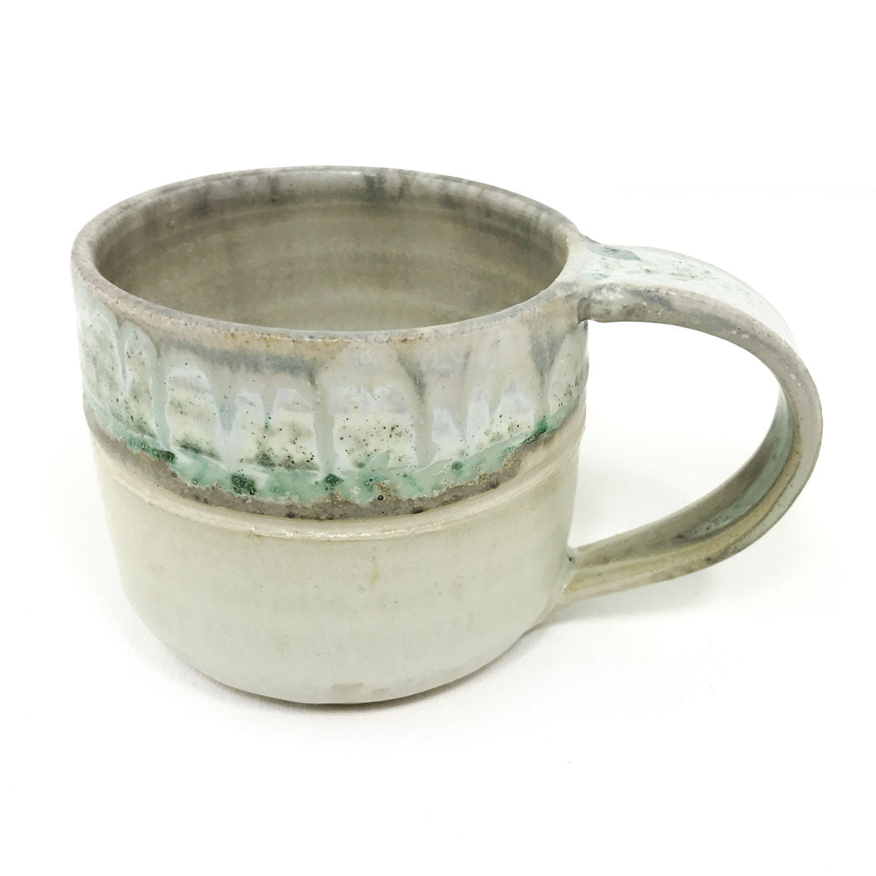 Pottery Shorty Mug - Turquoise and Toast