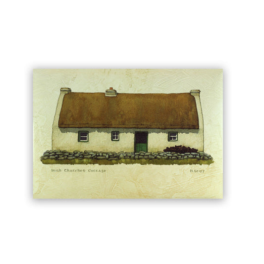 Giclee Print on Canvas - Irish Thatched Cottage with Green Door