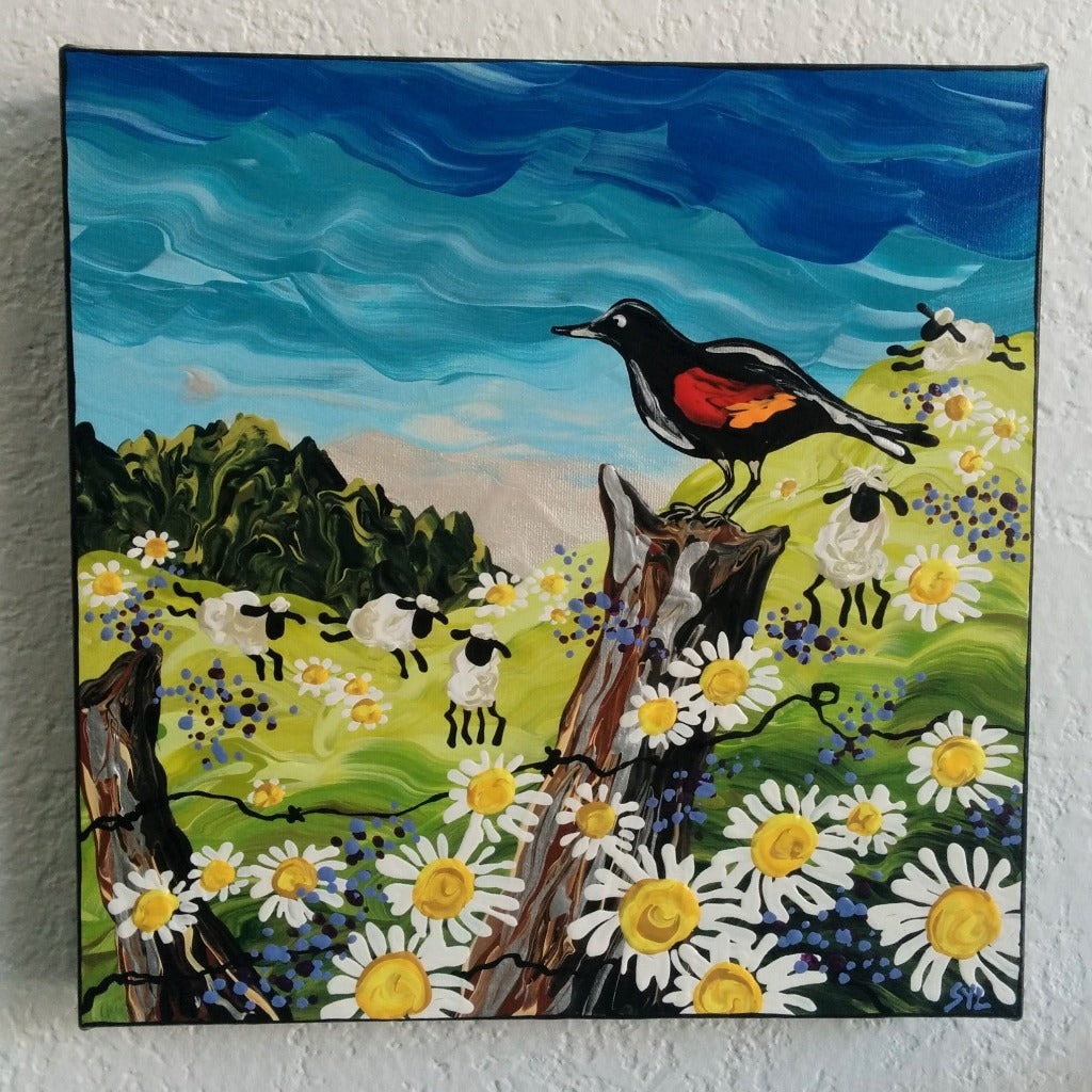 Original Acrylic Painting - RED-WINGED BLACKBIRD