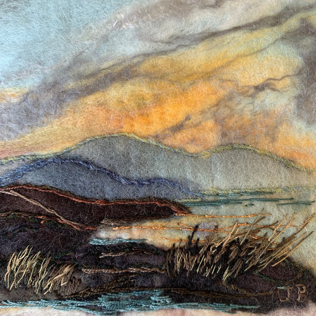 Original Felted Wool Landscape - SUNSET OVER SCALPAY