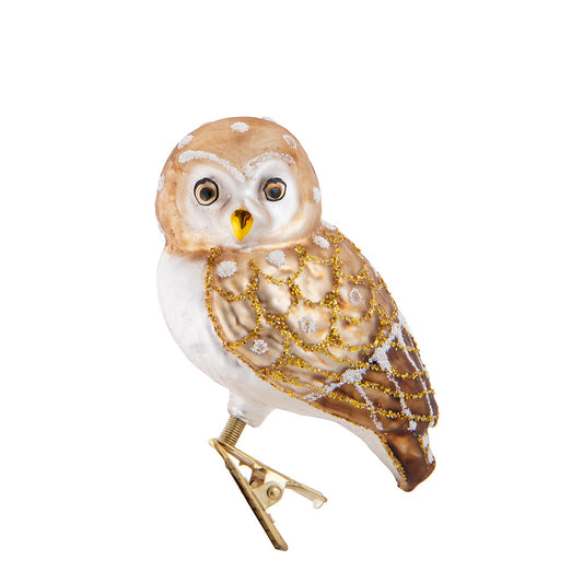 Glass Tree Ornament - Owl with clip