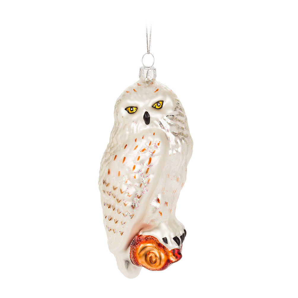 Glass Tree Ornament - Snowy Owl