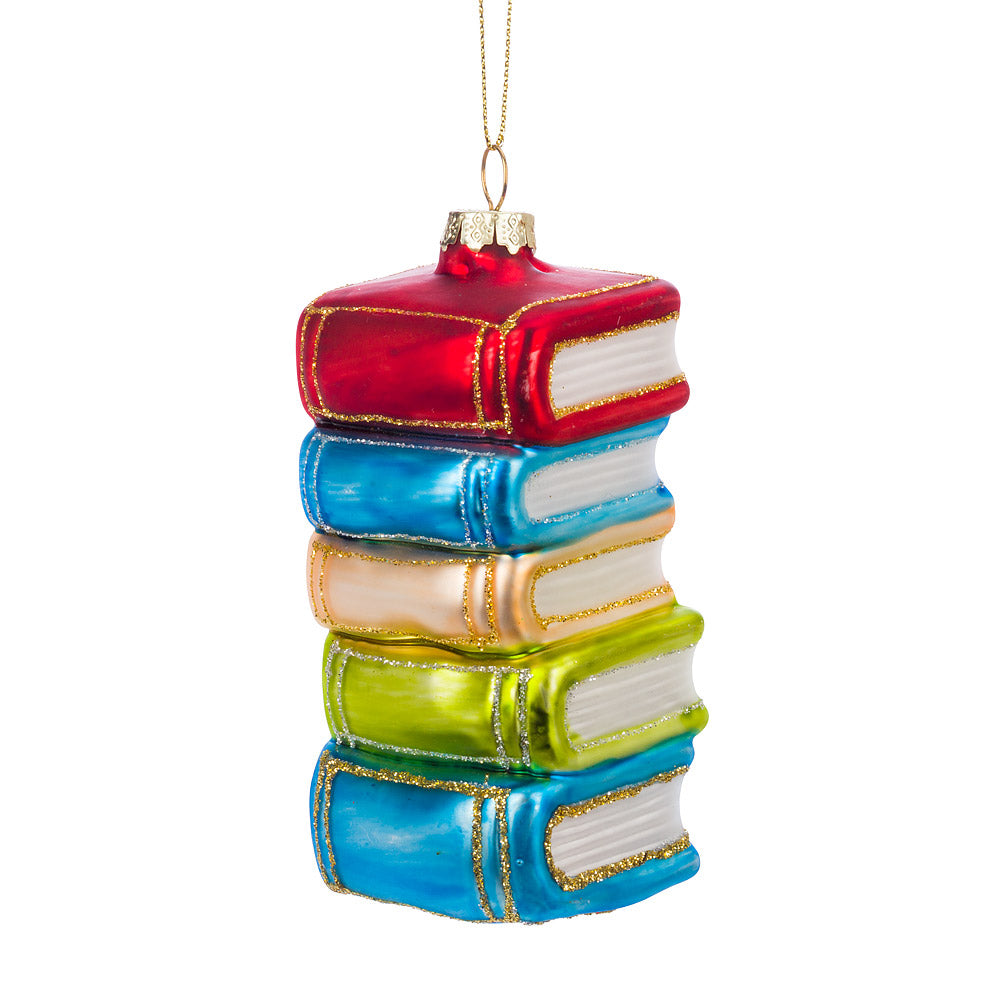 Glass Tree Ornament - Stack of Books