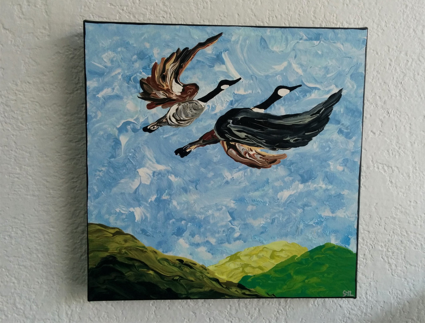 Original Acrylic Painting - FLYING GEESE