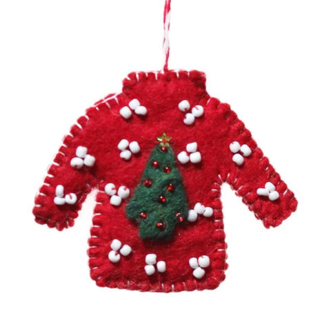 Christmas Sweater Ornaments - Bear, Candy Cane, Tree