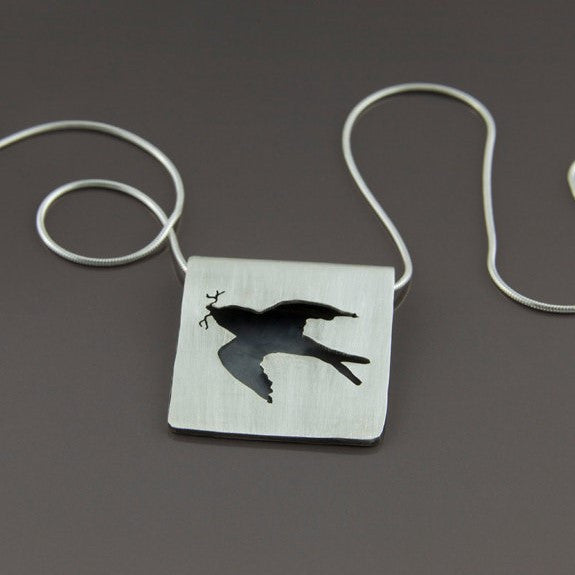 Sterling Silver Hand Cut Barn Swallow Necklace