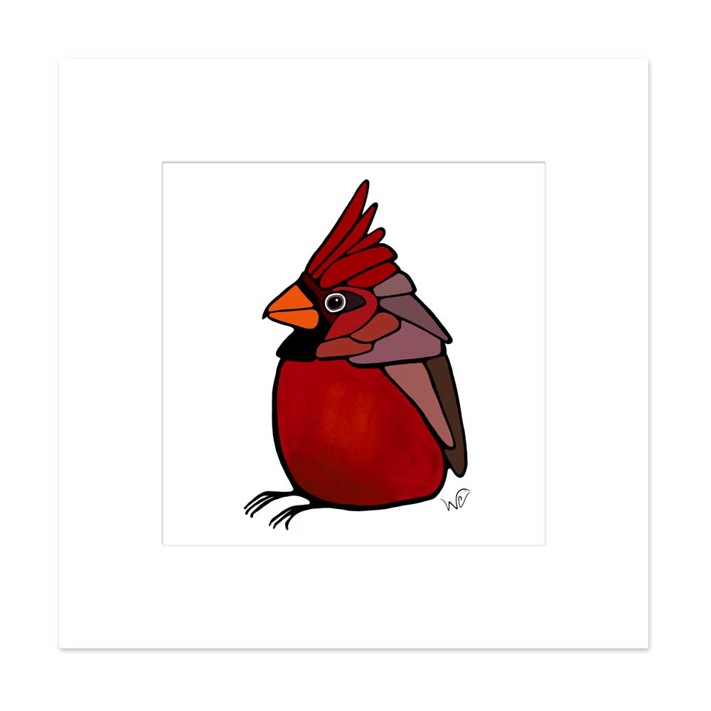 Matted Bird Prints - Cardinal, Chickadee, Blue Jay, Woodpecker, etc.