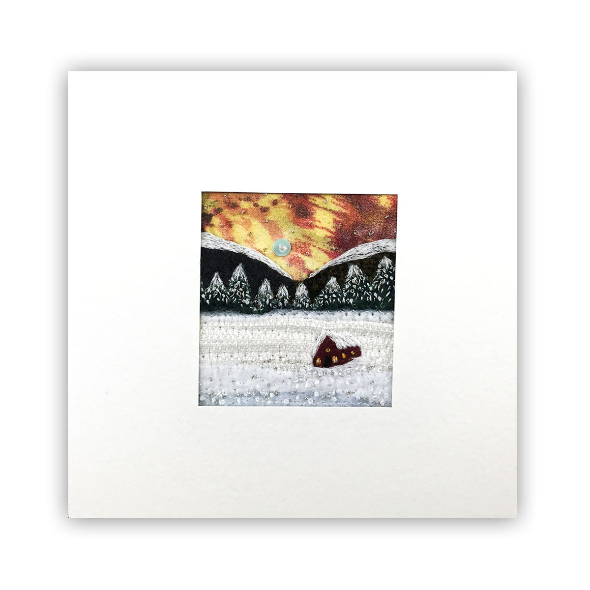 Note Card - Winter Fibre Art Card - Chalet