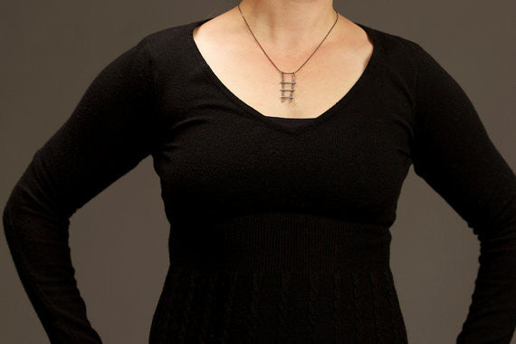 Oxidized Silver Ladder Necklace