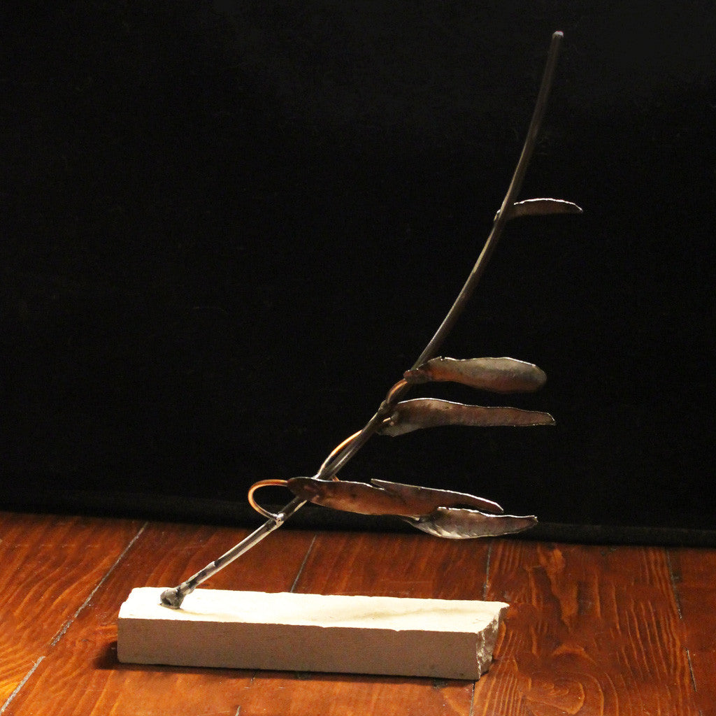 Metal Tree Sculpture with Cut Stone Base - Resilience Series