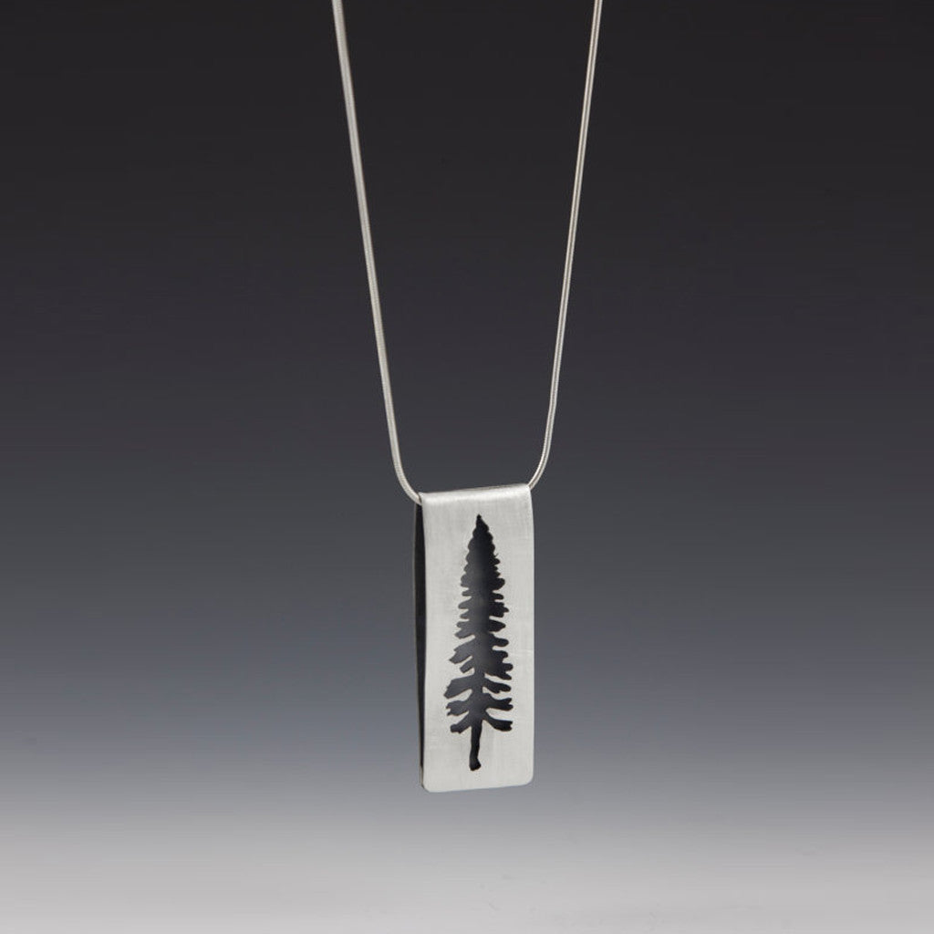 Sterling Silver Spruce Tree Folded Necklace